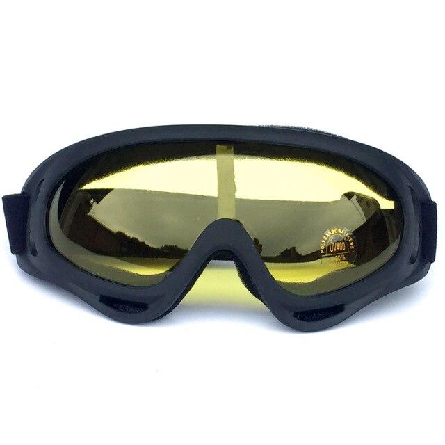 A pair of stylish UV400 cycling glasses with a multi-color frame, designed for outdoor sports and protection against UV rays.