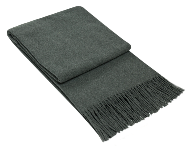 Paddington Throw Blanket in Dark Grey, showcasing fine wool blend texture and elegant design, perfect for home decor.