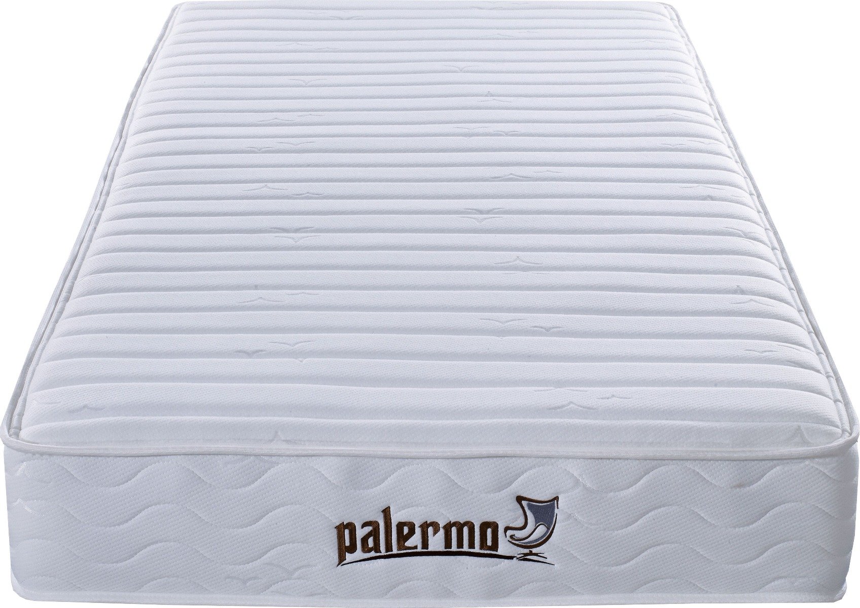 Palermo Contour 20cm Encased Coil Single Mattress with soft quilted cover and CertiPUR-US certified foam, showcasing its comfort and support features.