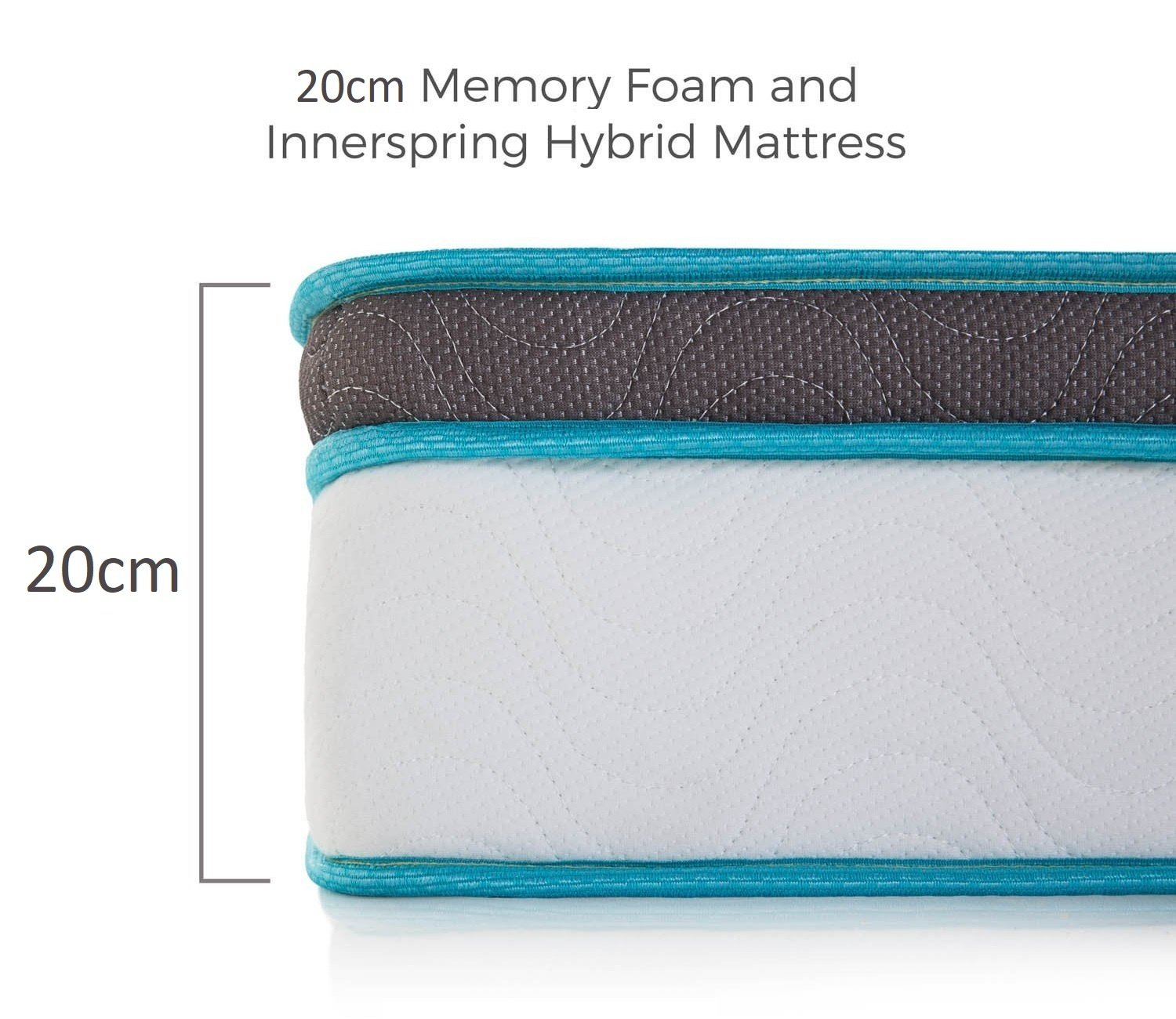 Palermo King Single 20cm Memory Foam and Innerspring Hybrid Mattress showcasing its plush top layer and sturdy innerspring support.