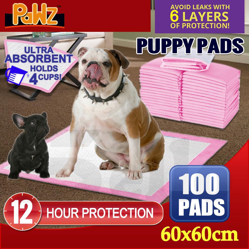 PaWz 100pcs puppy training pads in pink, 60x60cm, designed for indoor pet toilet training with high absorbency and leakproof features.