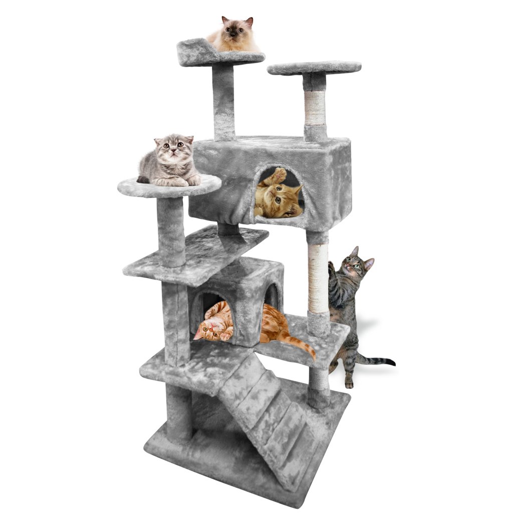 PaWz 1.3M Cat Scratching Post Tree featuring multiple levels, sisal-wrapped posts, and plush velvet covering for comfort.