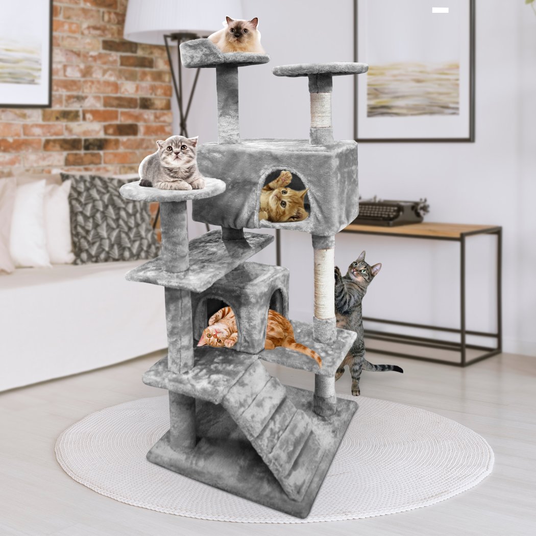 PaWz 1.3M Cat Scratching Post Tree featuring multiple levels, sisal-wrapped posts, and plush velvet covering for comfort.