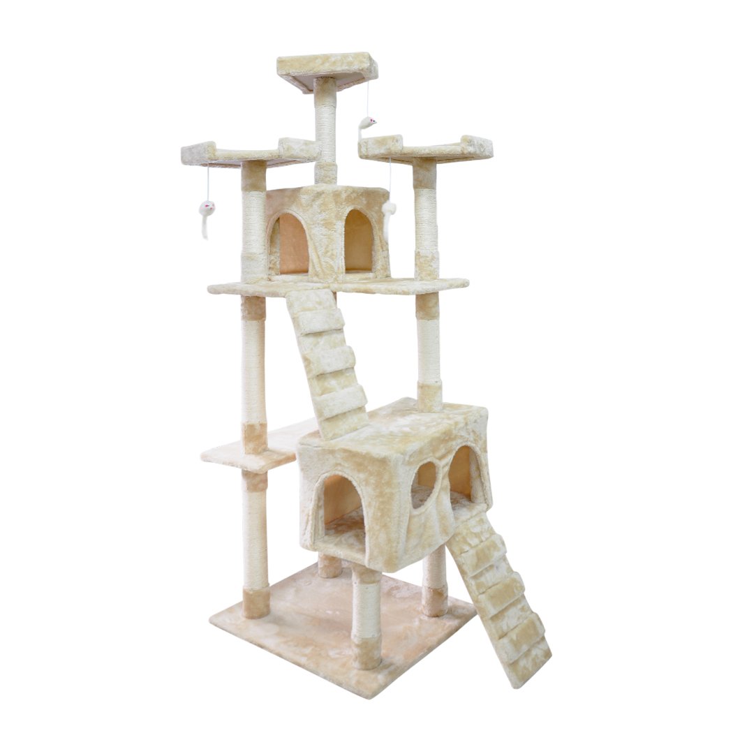 PaWz 1.8M Cat Scratching Post Tree featuring sisal poles and sturdy construction, ideal for indoor use.