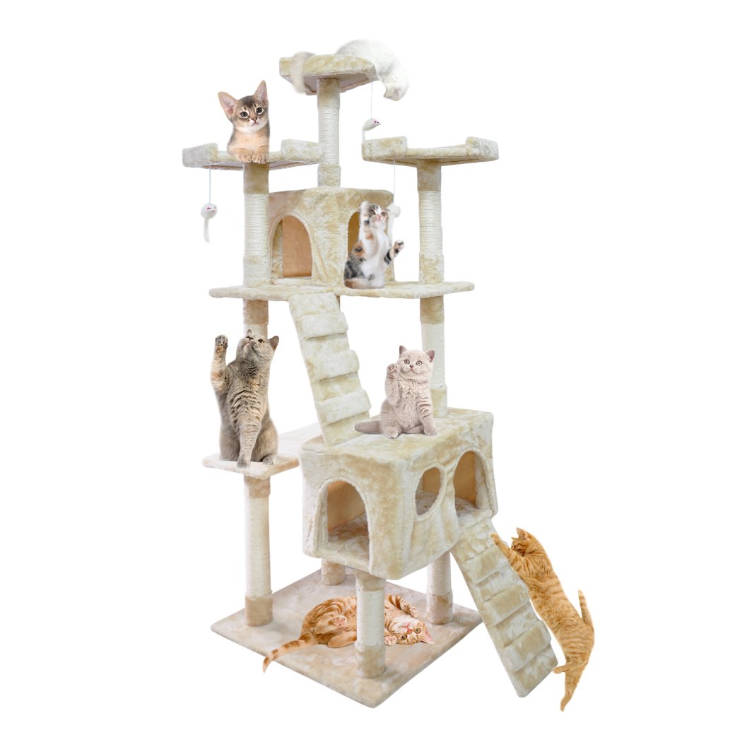 PaWz 1.8M Cat Scratching Post Tree featuring sisal poles and sturdy construction, ideal for indoor use.