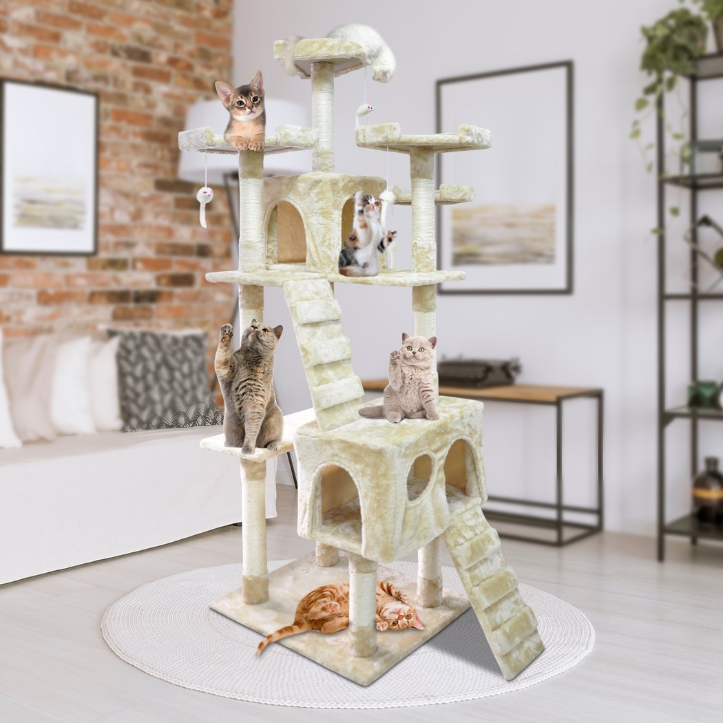 PaWz 1.8M Cat Scratching Post Tree featuring sisal poles and sturdy construction, ideal for indoor use.