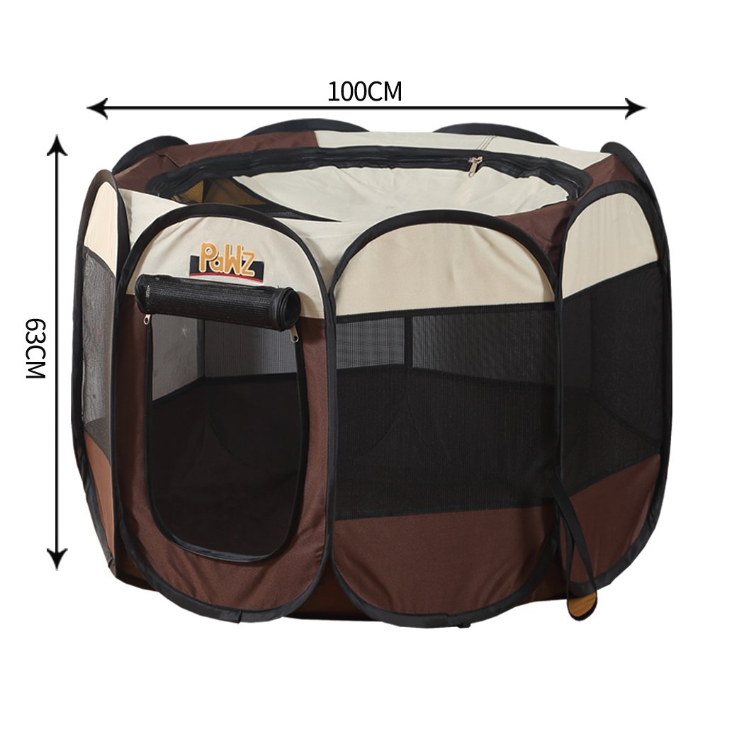 PaWz Dog Playpen featuring a foldable design, spacious 8-panel layout, and durable water-resistant material, ideal for pets indoors and outdoors.