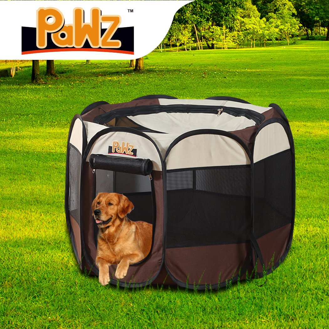 PaWz Dog Playpen featuring a foldable design, spacious 8-panel layout, and durable water-resistant material, ideal for pets indoors and outdoors.