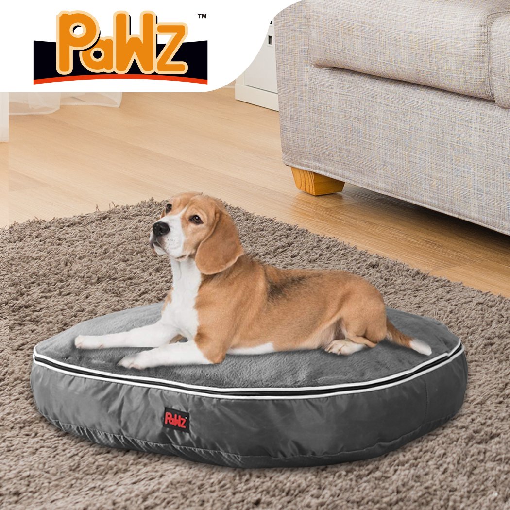 PaWz Heavy Duty Pet Bed Mattress in grey, featuring plush top layer and durable poly-canvas exterior, perfect for dogs and cats.