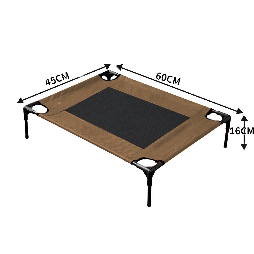 PaWz Heavy Duty Pet Bed Trampoline featuring a tan 600D fabric and breathable mesh design, suitable for dogs and cats.