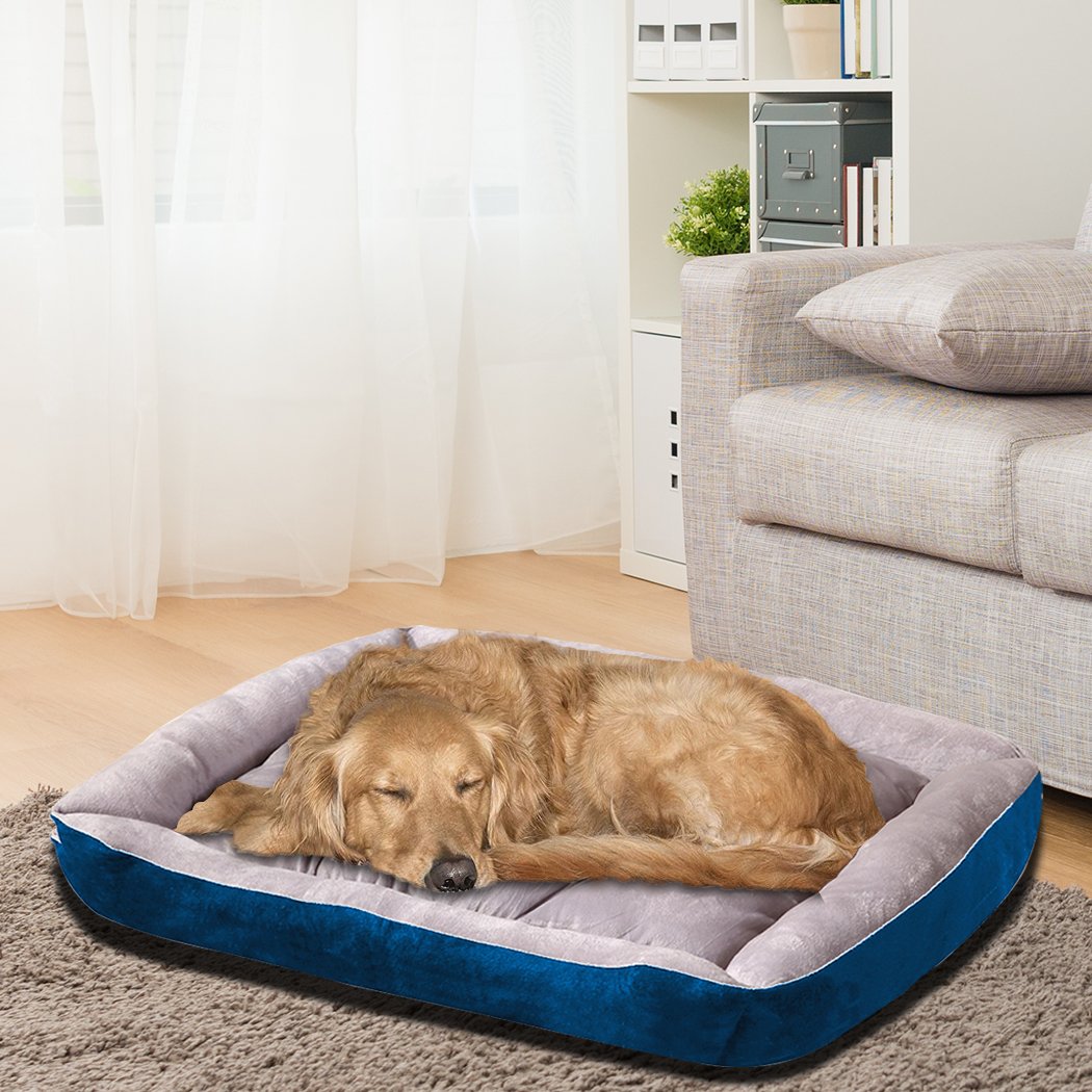 PaWz Pet Bed in navy color, featuring soft PP Cotton filling and waterproof non-slip bottom, perfect for dogs and cats.