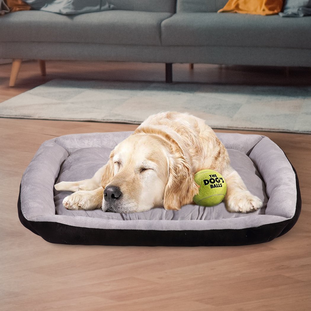 PaWz Pet Bed in black, featuring soft PP Cotton filling and waterproof non-slip base, perfect for dogs and cats.