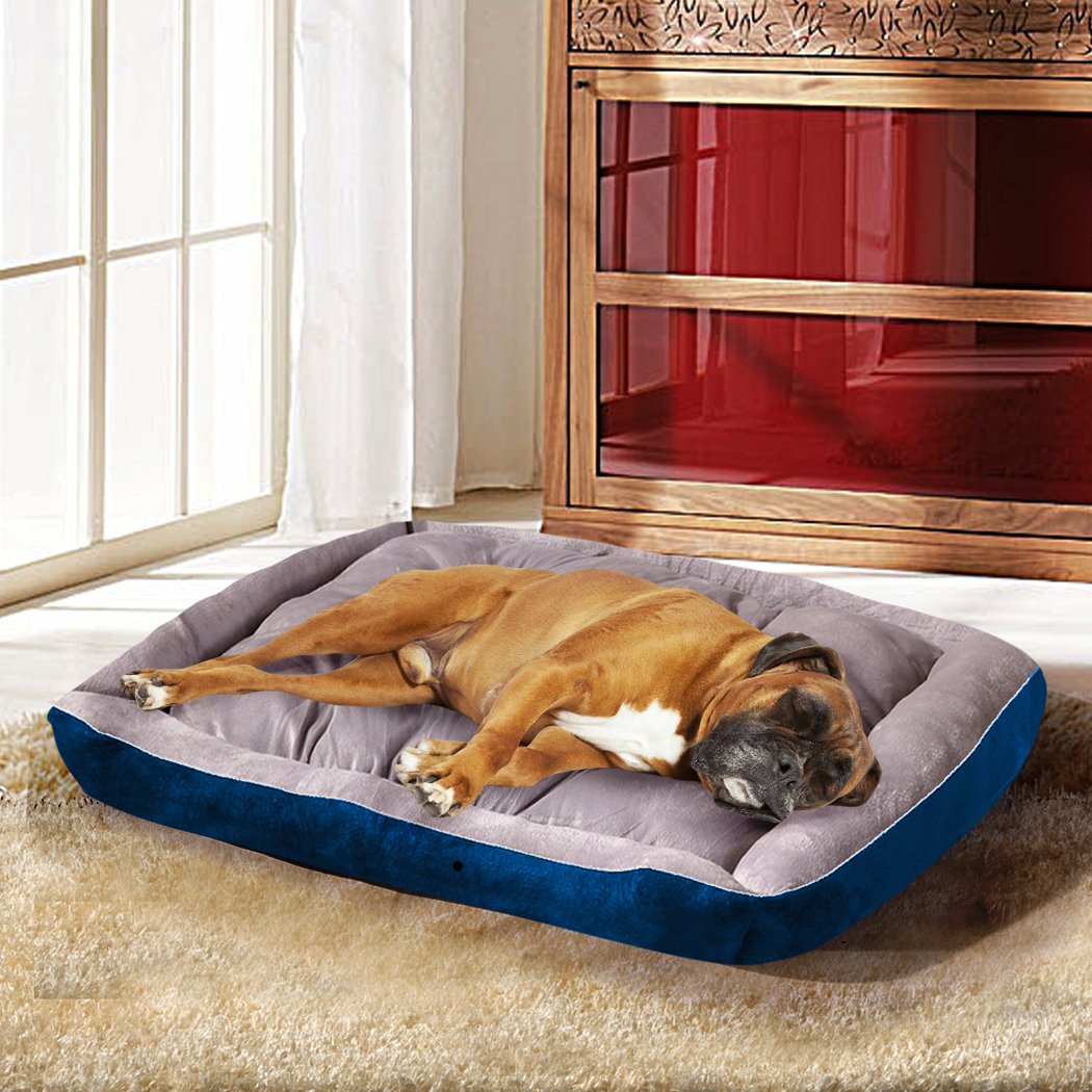 PaWz Pet Bed in navy color, soft and cozy mattress for dogs and cats, featuring a stylish design and non-slip bottom.