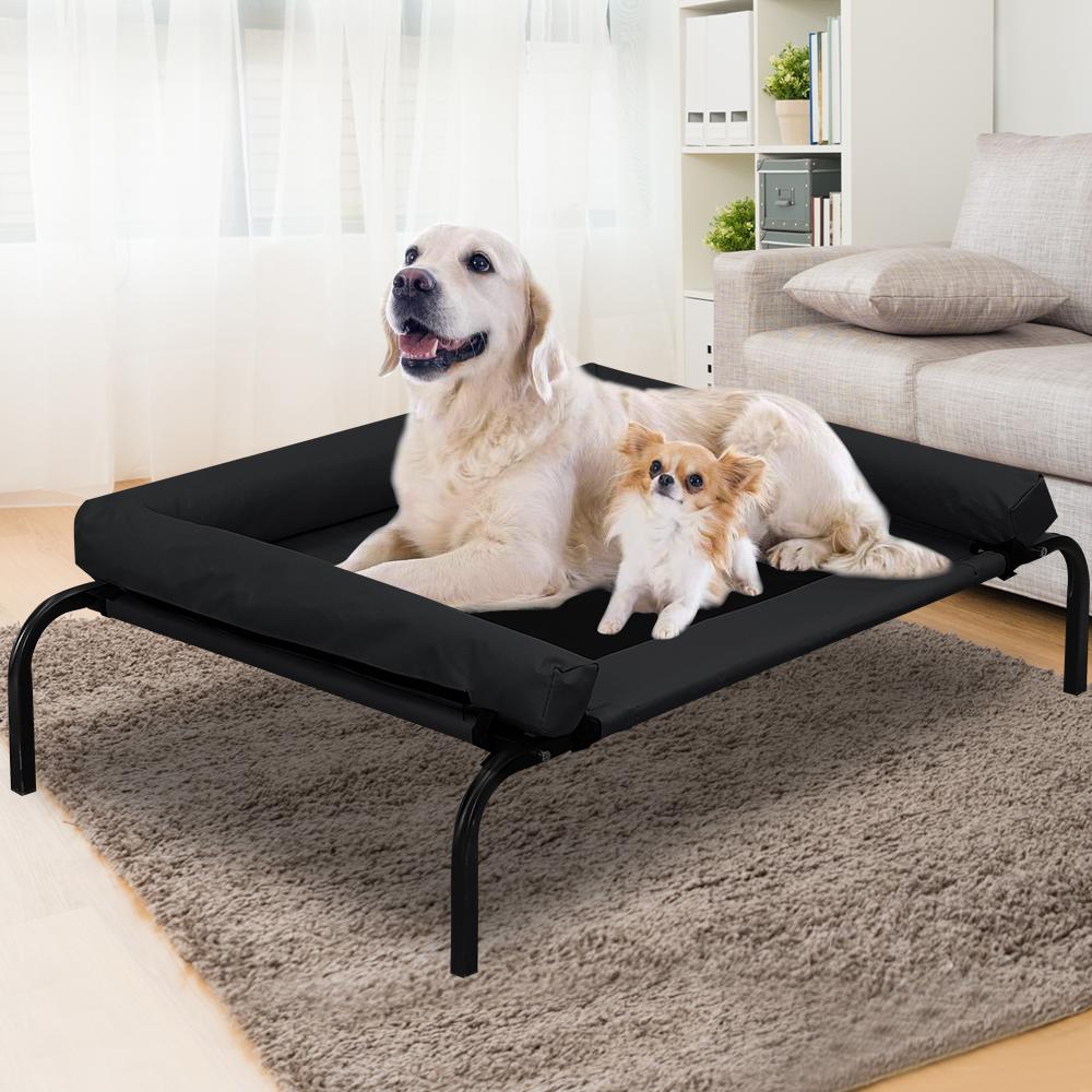 PaWz Pet Bed featuring a heavy-duty steel frame and weatherproof cover, designed for comfort and safety for dogs and puppies.