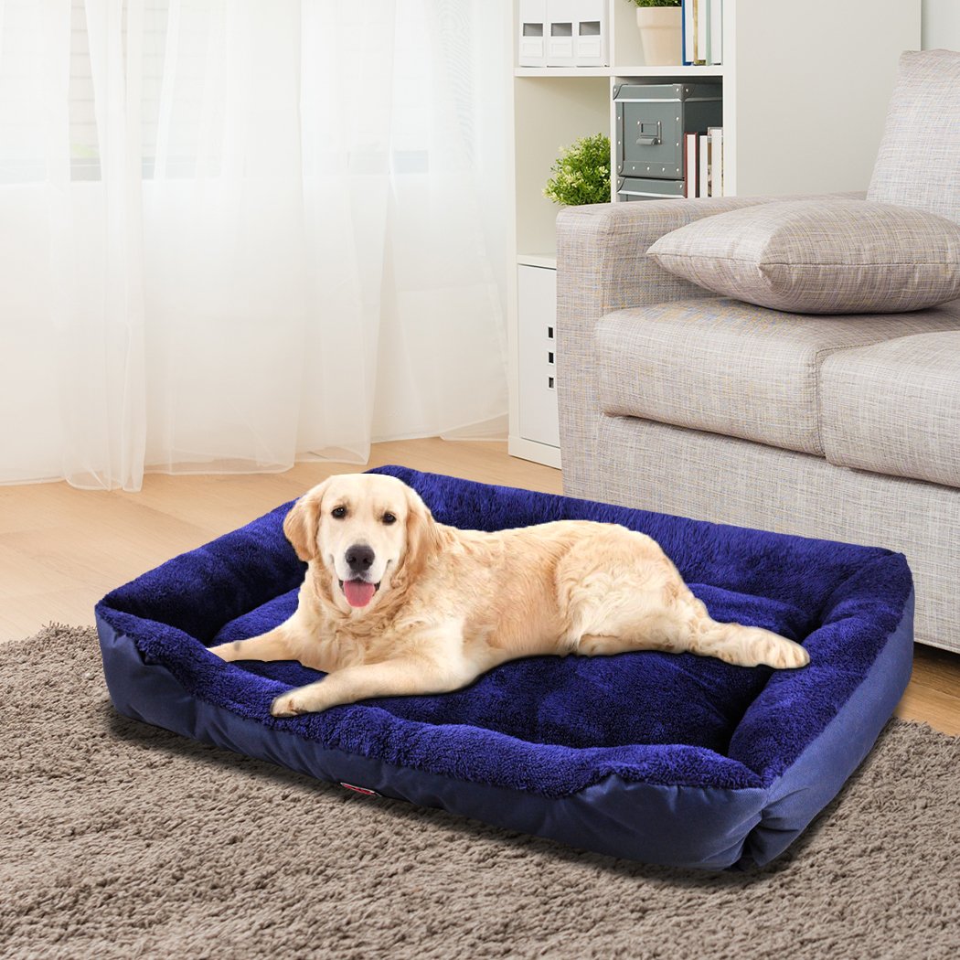 PaWz Pet Bed Mattress in blue, featuring ultra-soft fleece lining and durable poly-canvas exterior, designed for dogs and cats.