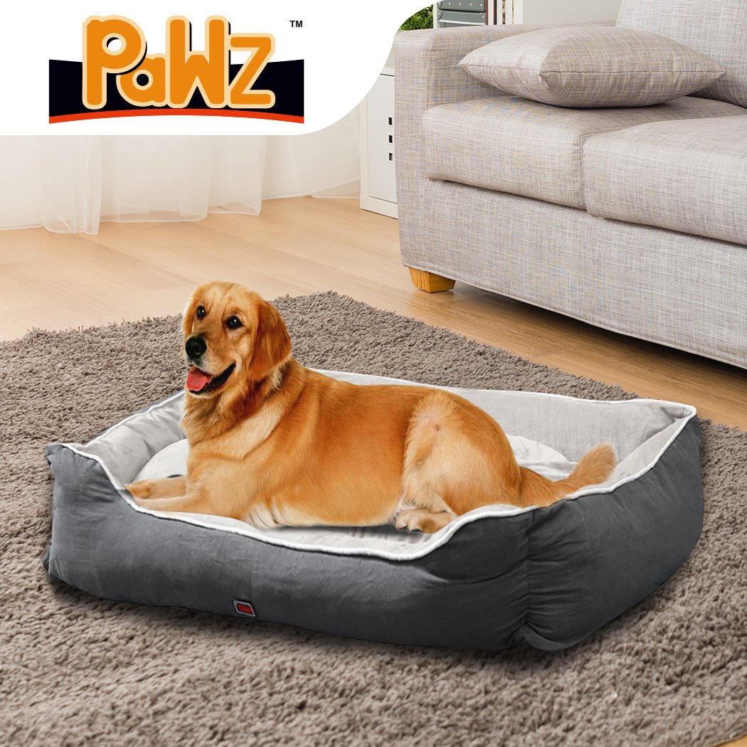 PaWz Pet Bed Mattress in grey, featuring soft, plush fabric and cuddler design for dogs and cats.