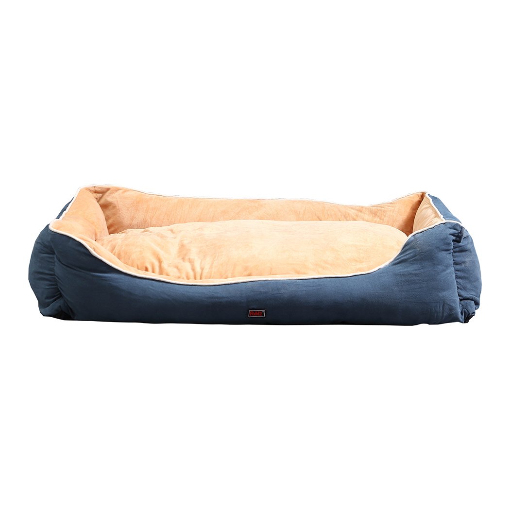 PaWz Pet Bed Mattress in blue, featuring soft cotton and fleece material, designed for dogs and cats with a cuddler design for added comfort.