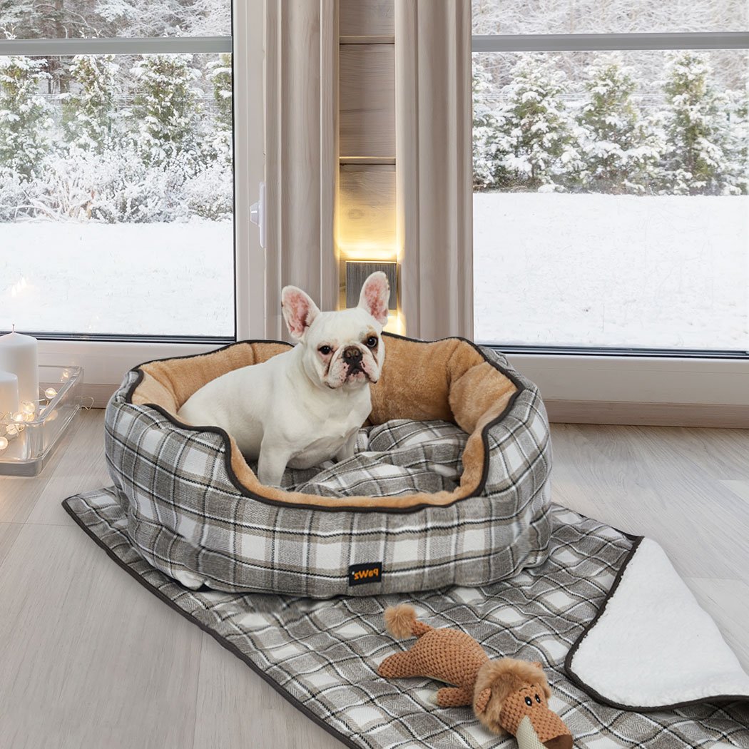 PaWz Pet Bed Set featuring a quilted blanket and a squeaky toy, designed for ultimate pet comfort and warmth.