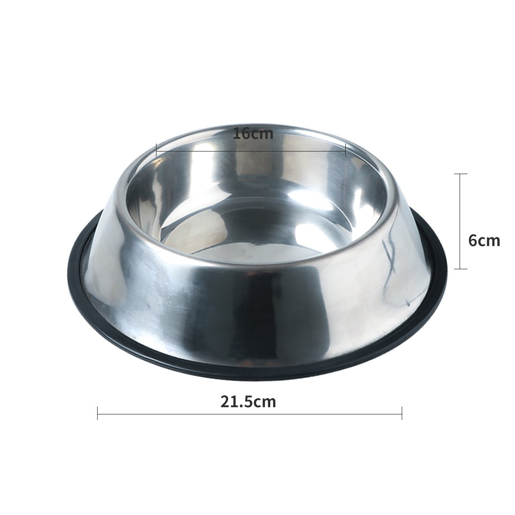 PaWz Pet Bowl made of stainless steel with anti-skid rubber edge, designed for dogs and cats, featuring a curved exterior to prevent tipping.