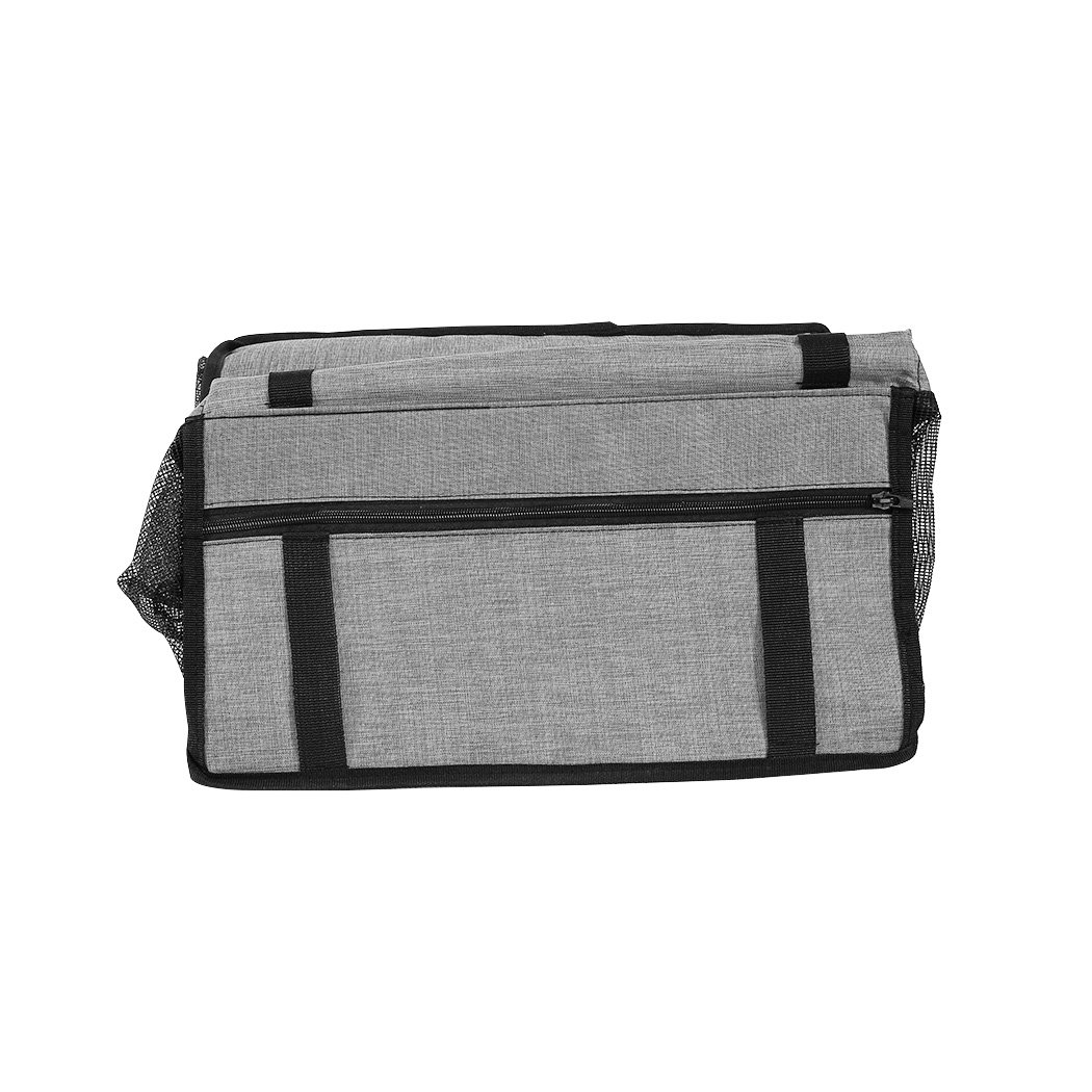 PaWz Pet Car Booster Seat in grey, designed for safe travel with pets, featuring durable fabric and breathable mesh.