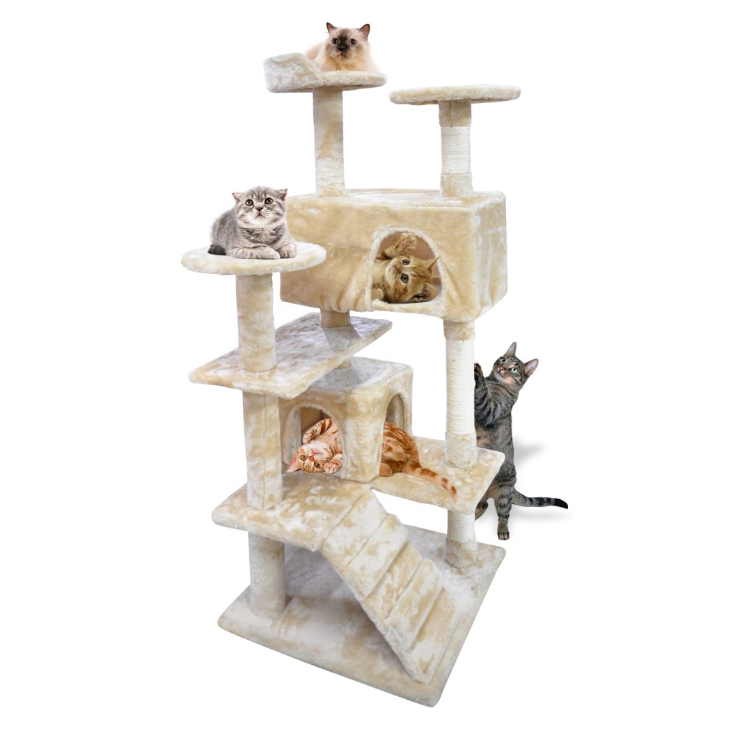 PaWz Pet Cat Tree Scratching Post featuring sisal poles and sturdy construction, ideal for indoor use by cats and kittens.