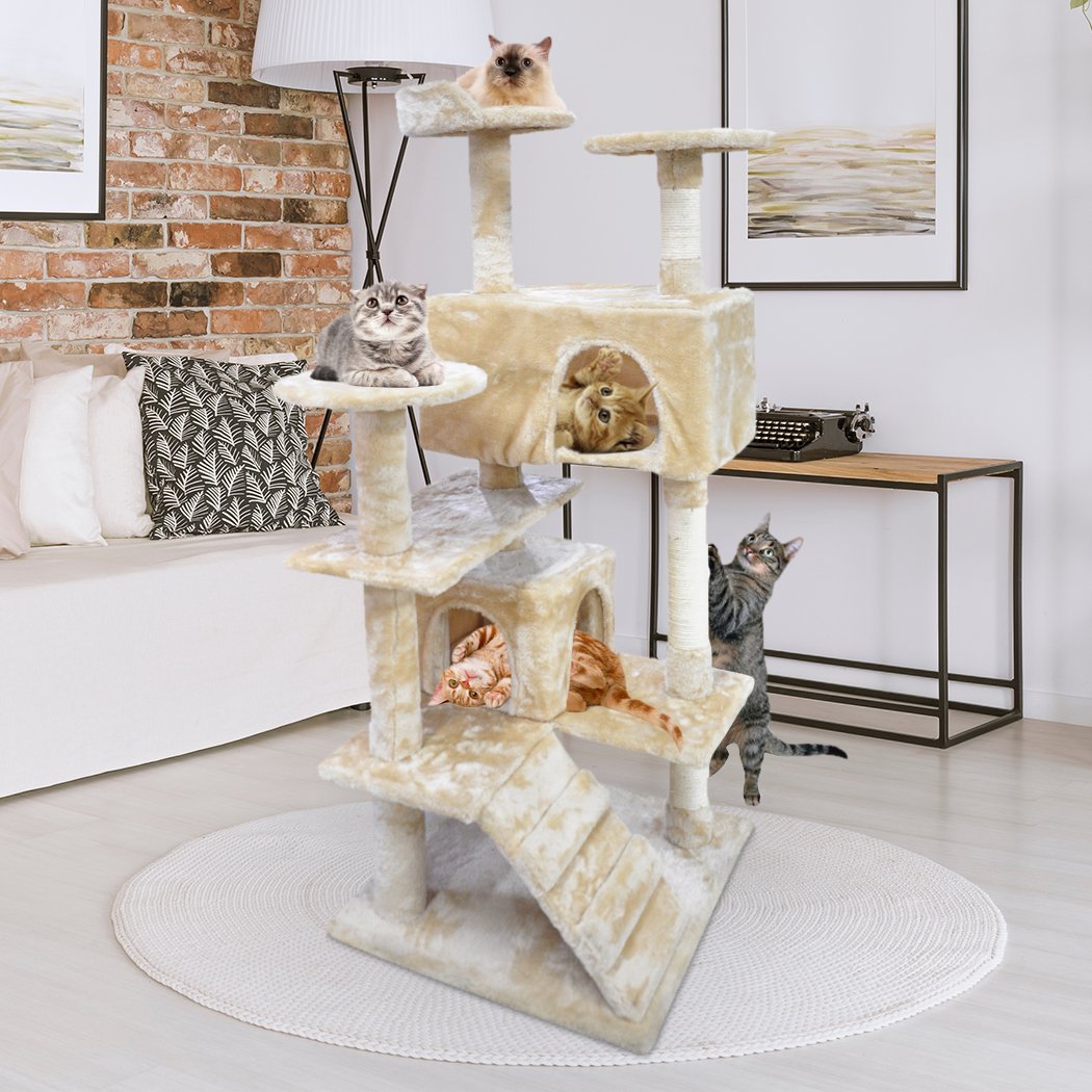 PaWz Pet Cat Tree Scratching Post featuring sisal poles and sturdy construction, ideal for indoor use by cats and kittens.