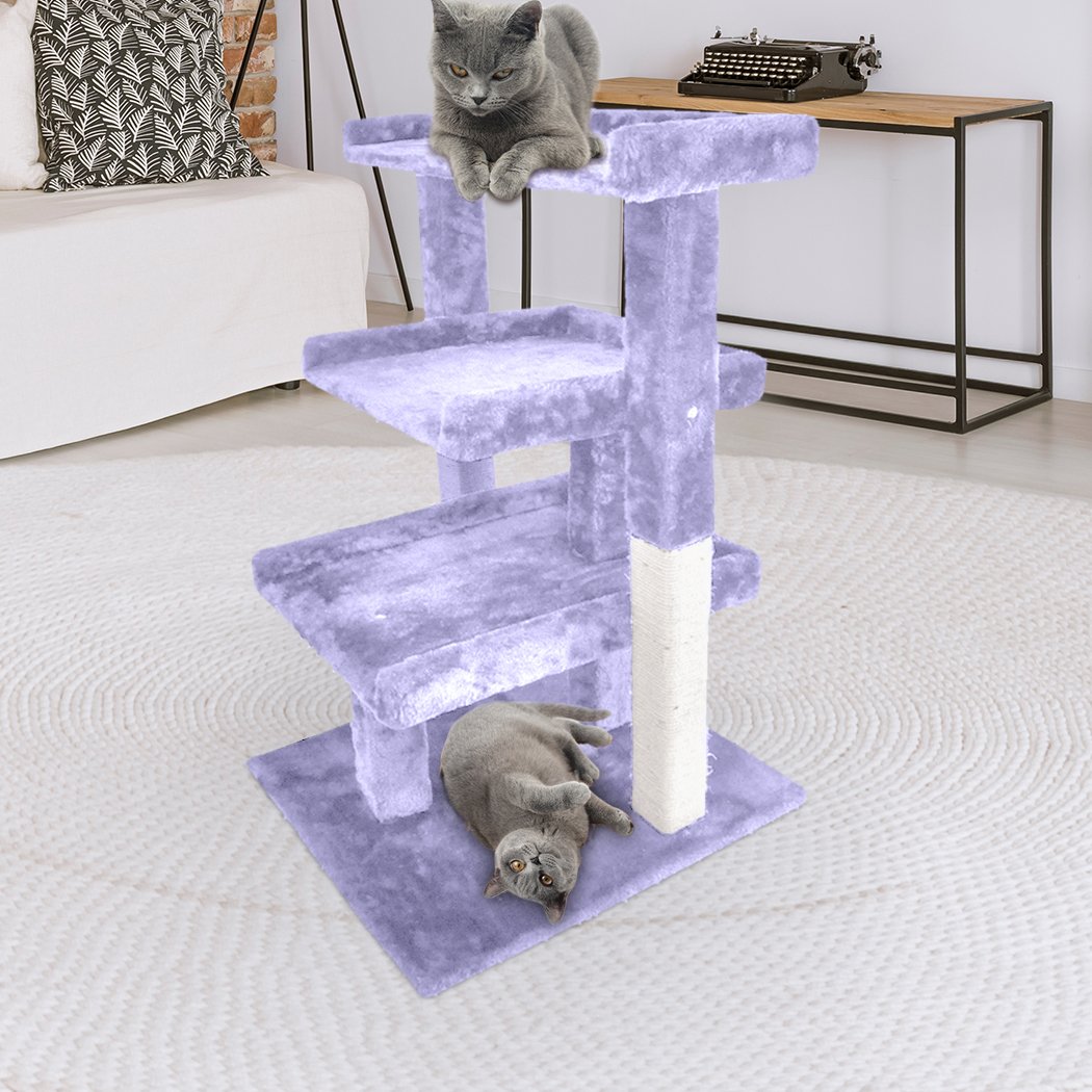 PaWz Pet Cat Tree featuring a scratching post, plush velvet cover, and natural sisal poles, designed for indoor use by cats of all sizes.