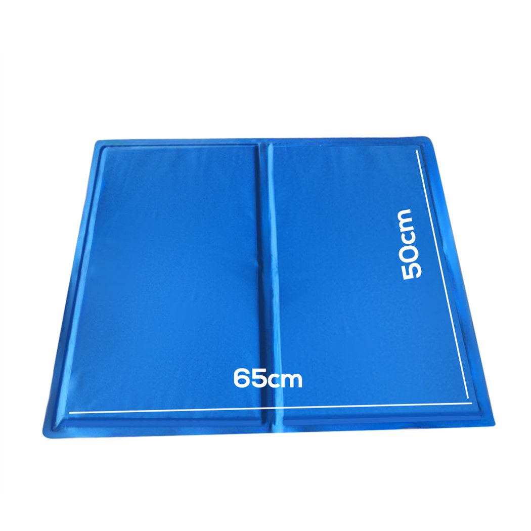 PaWz Pet Cooling Mat in blue, designed for pets to stay cool during hot weather, featuring a non-toxic gel surface.