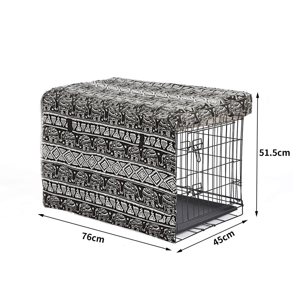 PaWz Pet Dog Cage Crate Metal Carrier with Cover, showcasing its foldable design and plush pet bed inside.