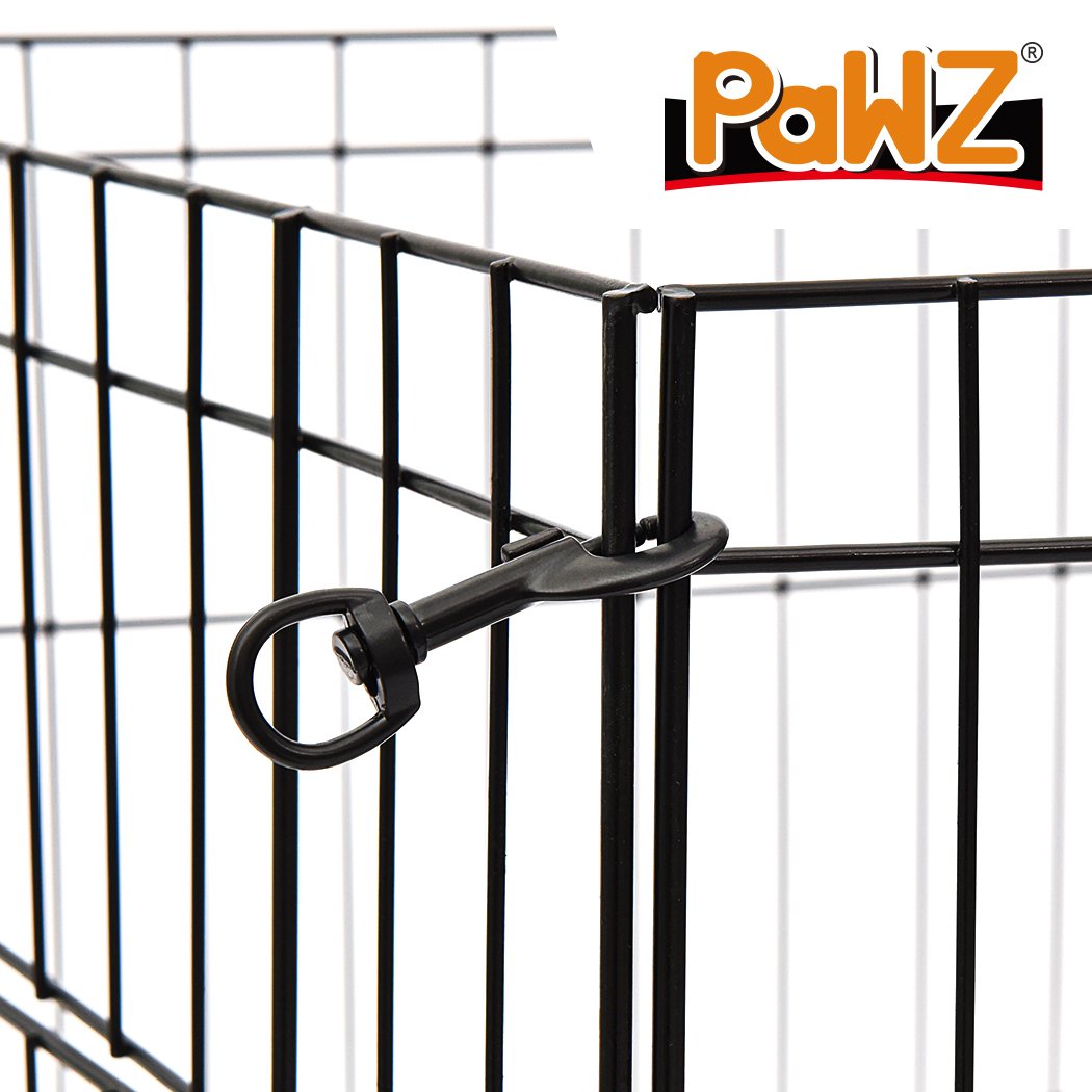 PaWz Pet Dog Playpen featuring a hexagonal design with a black steel frame, providing a safe and spacious area for pets to play and relax.