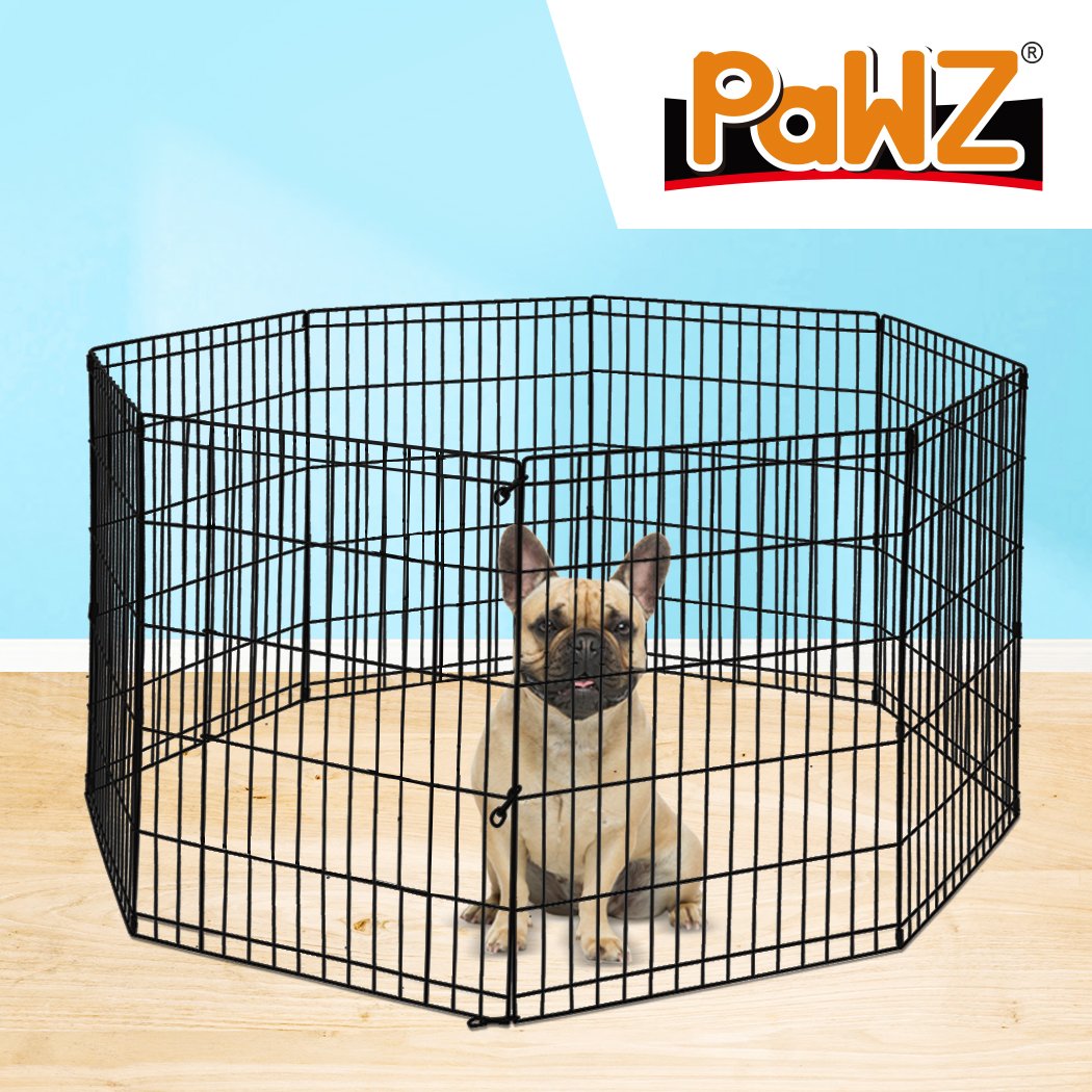 PaWz Pet Dog Playpen featuring a hexagonal design with a black steel frame, providing a safe and spacious area for pets to play and relax.