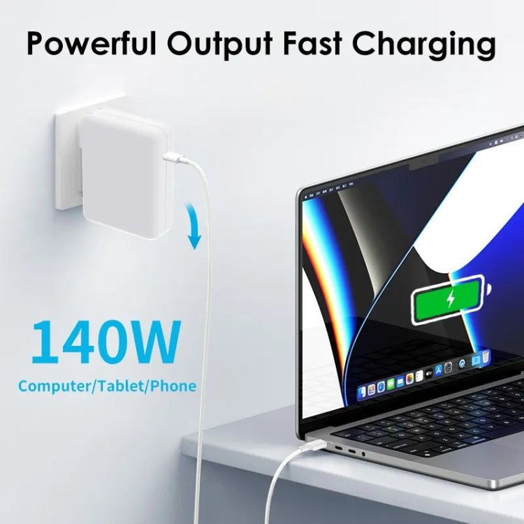 PD3.1 140W USB-C PD Laptop Power Adapter designed for Apple M1/M2 MacBooks, featuring a sleek and compact design.