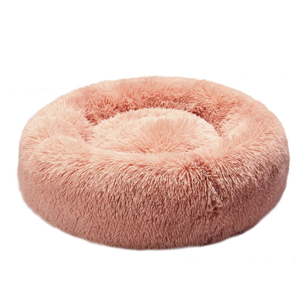 XXL Pink Donut Pet Bed designed for deep sleeping and calming comfort for cats and dogs.