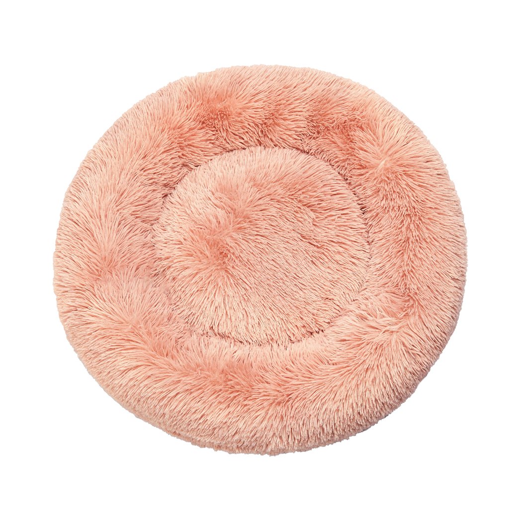 XXL Pink Donut Pet Bed designed for deep sleeping and calming comfort for cats and dogs.