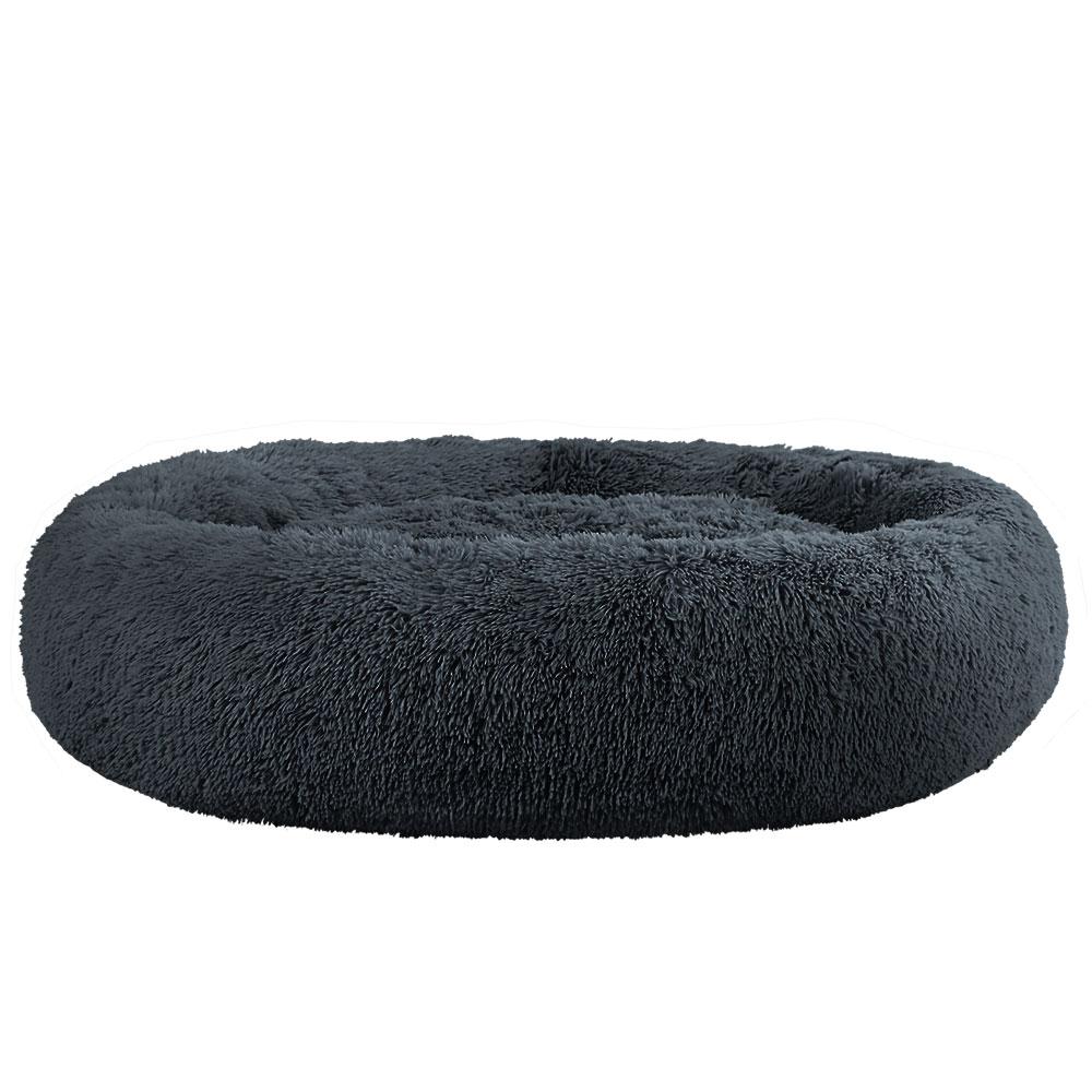 Extra Large Dark Grey Calming Pet Bed for dogs and cats, featuring a soft surface and non-slip base, perfect for comfortable sleeping.