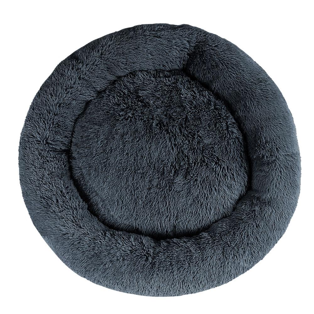 Extra Large Dark Grey Calming Pet Bed for dogs and cats, featuring a soft surface and non-slip base, perfect for comfortable sleeping.