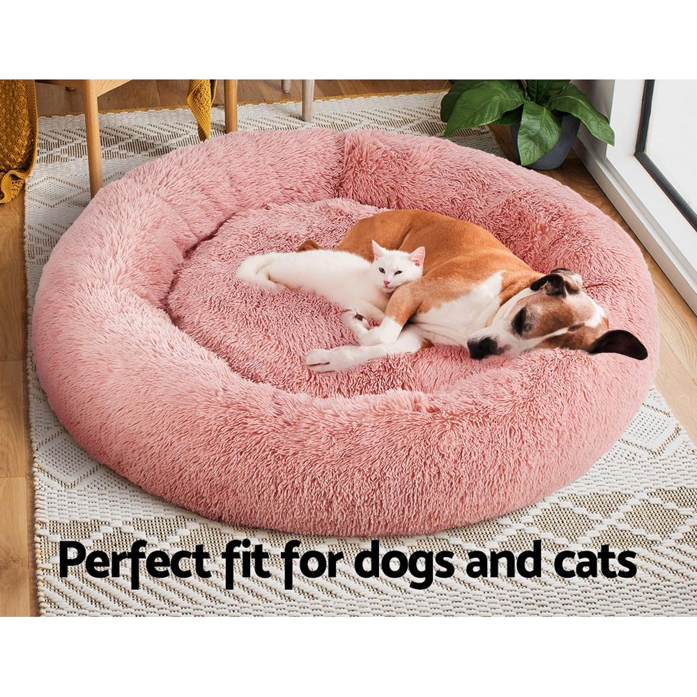 Extra Large Pink Pet Bed for dogs and cats, featuring soft polyester material and a non-slip base, perfect for comfortable sleeping.