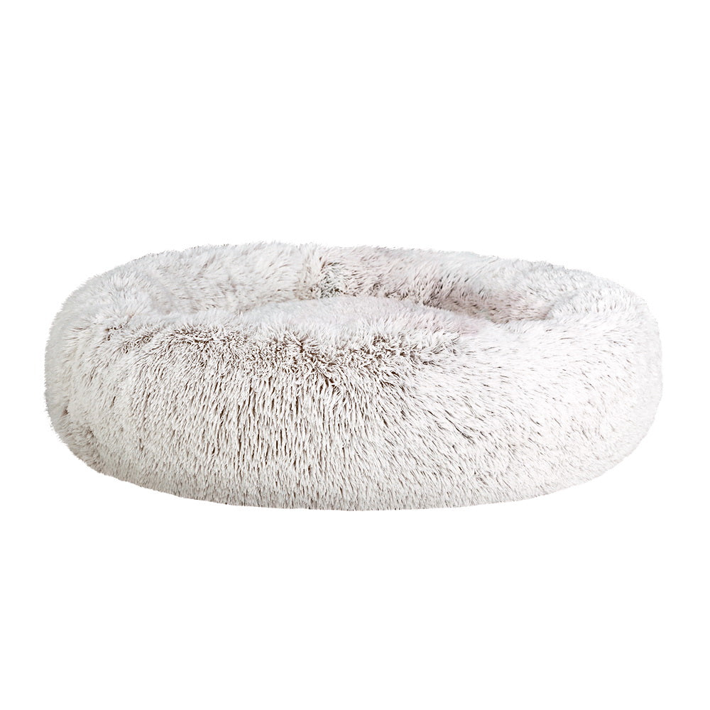 Large 90cm white pet bed for dogs and cats, featuring a soft, durable design with a non-slip base and removable cover.