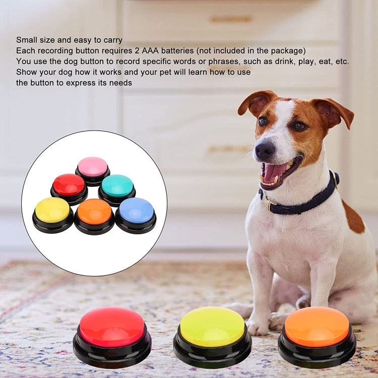 Pet Communication Button Dog Vocal Box Recording Vocalizer in a compact size, showcasing its clear sound button and durable ABS material.