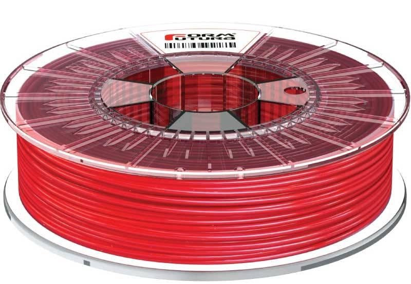 FormFortura HDGlass PETG filament spool, showcasing its high gloss and transparent properties, ideal for 3D printing.