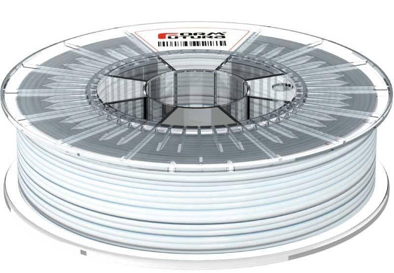 FormFortura HDGlass PETG filament spool, showcasing its high gloss and transparent properties, ideal for 3D printing.