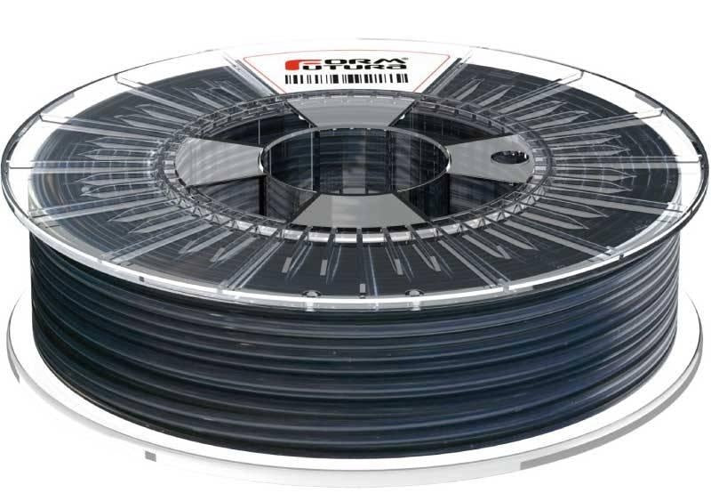 FormFortura HDGlass PETG filament spool, showcasing its high gloss and transparent properties, ideal for 3D printing.