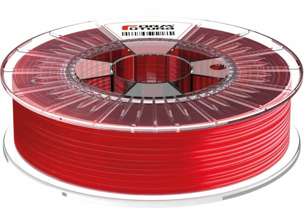 FormFortura HDGlass PETG filament spool, showcasing its high gloss and transparent properties, ideal for 3D printing.