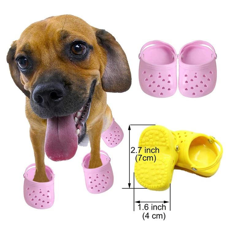 PETS119 2pcs Pet Cave Shoes in vibrant yellow, designed for dogs, featuring breathable rubber material and a comfortable fit.