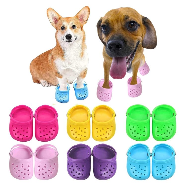 PETS119 2pcs Pet Cave Shoes in vibrant yellow, designed for dogs, featuring breathable rubber material and a comfortable fit.