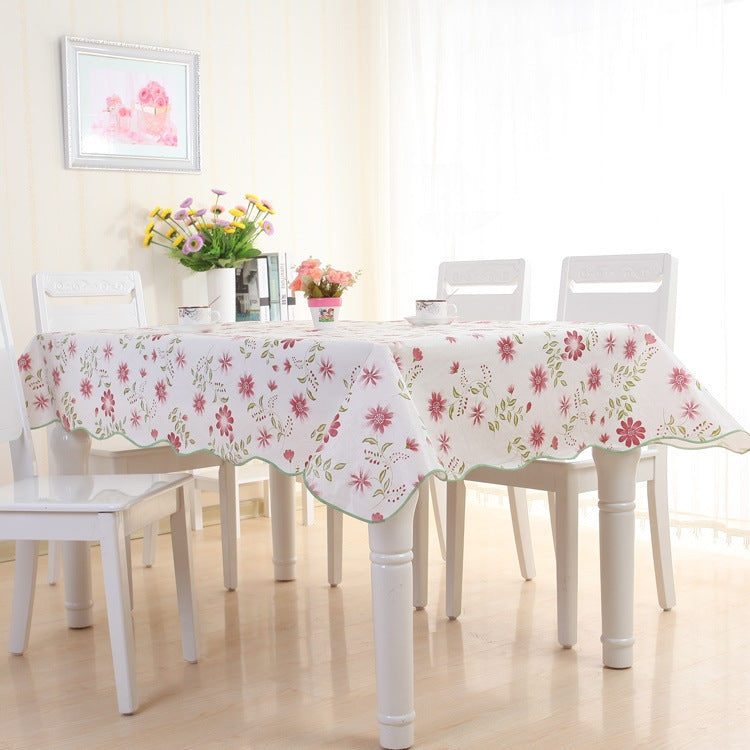 Red PEVA Oil and Water Resistant Coffee Table Tablecloth, size 135x135cm, ideal for home and restaurant use.