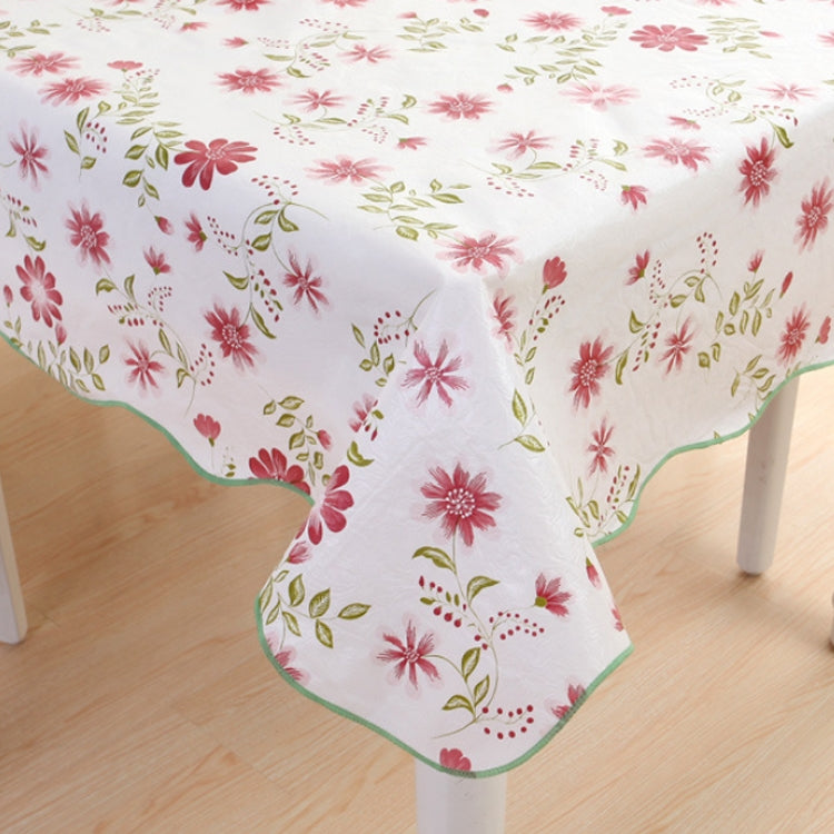 Red PEVA Oil and Water Resistant Coffee Table Tablecloth, size 135x135cm, ideal for home and restaurant use.