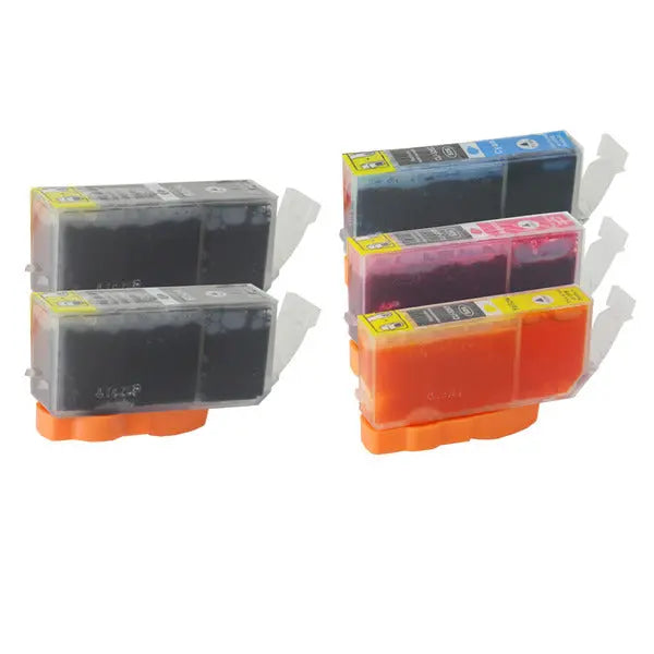 PGI-5 CLI-8 Compatible Inkjet Cartridge Set featuring 5 cartridges including 2 black, cyan, magenta, and yellow.