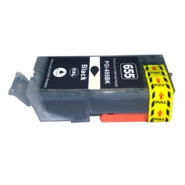 PGI-655XXL Pigment Black Compatible Cartridge showcasing its sleek design and high-quality components.