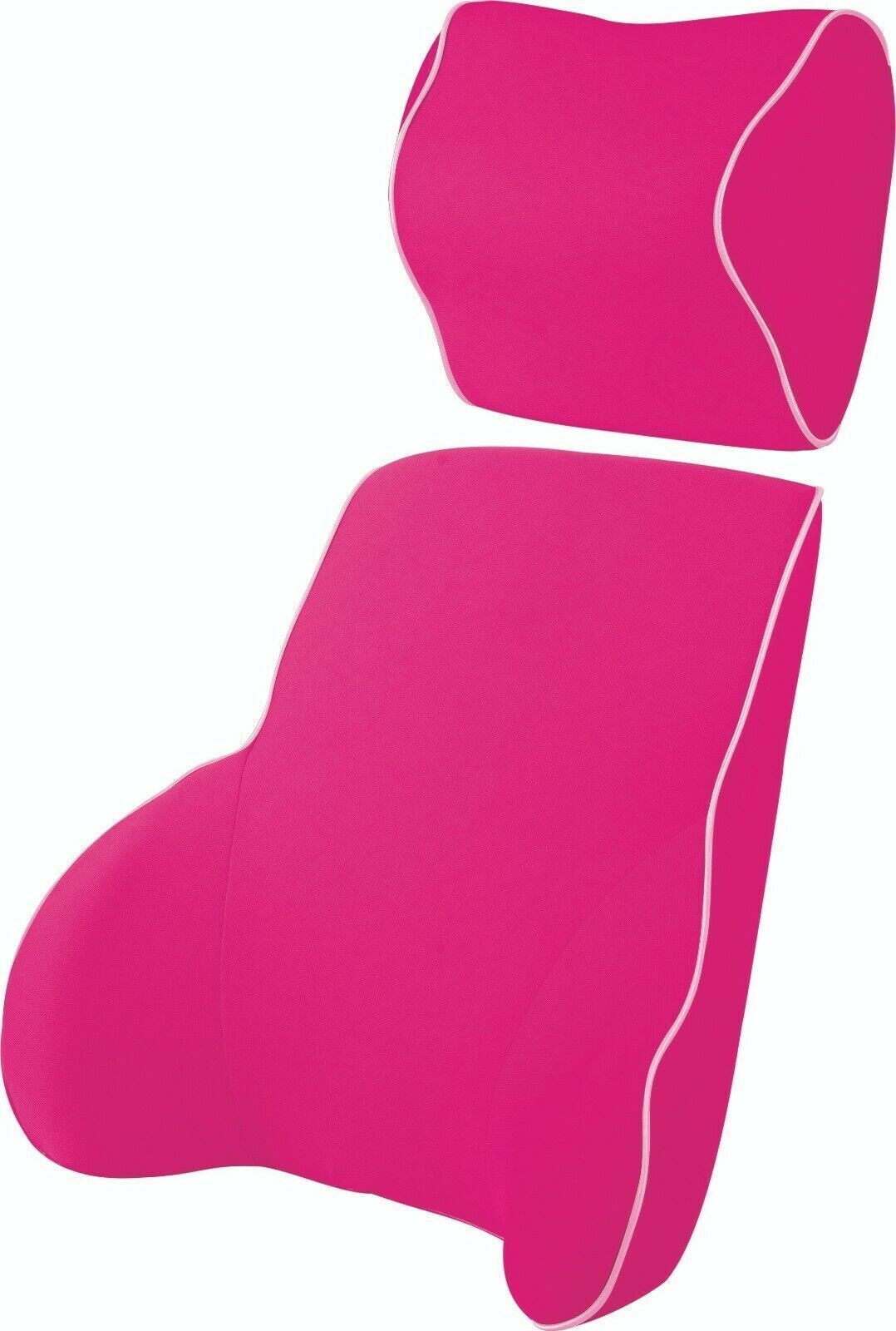 Pink Memory Foam Lumbar Back & Neck Pillow Support, designed for ergonomic comfort and support, featuring high-density memory foam and a stylish design.